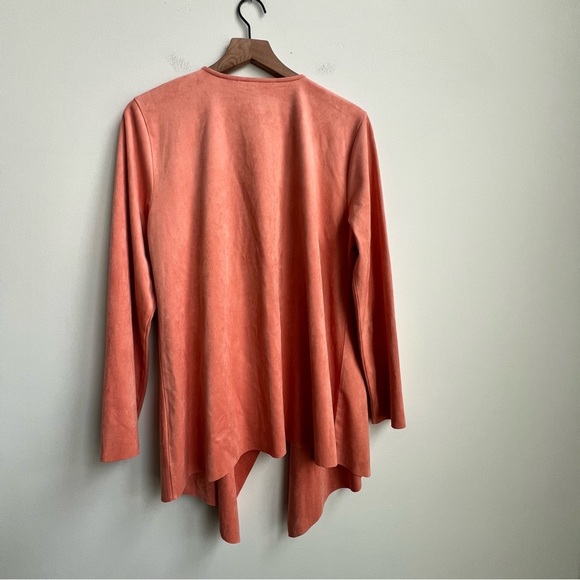 Soft Surroundings Shape Drape Faux Suede Jacket Western Orange Large Lagenlook - Picture 8 of 10